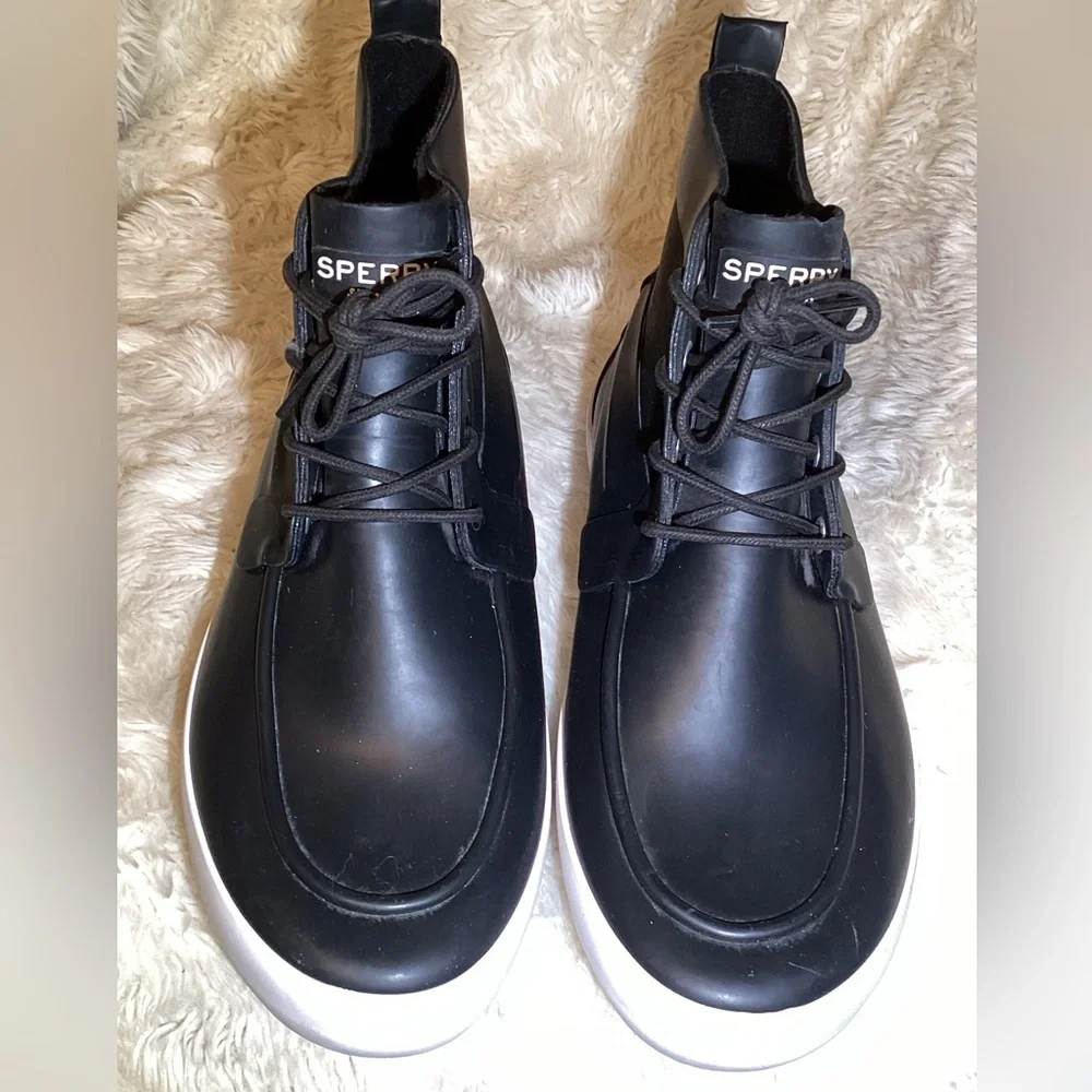 Sperry cutter  Men's Black rubber High-Top waterproof Boots size 11